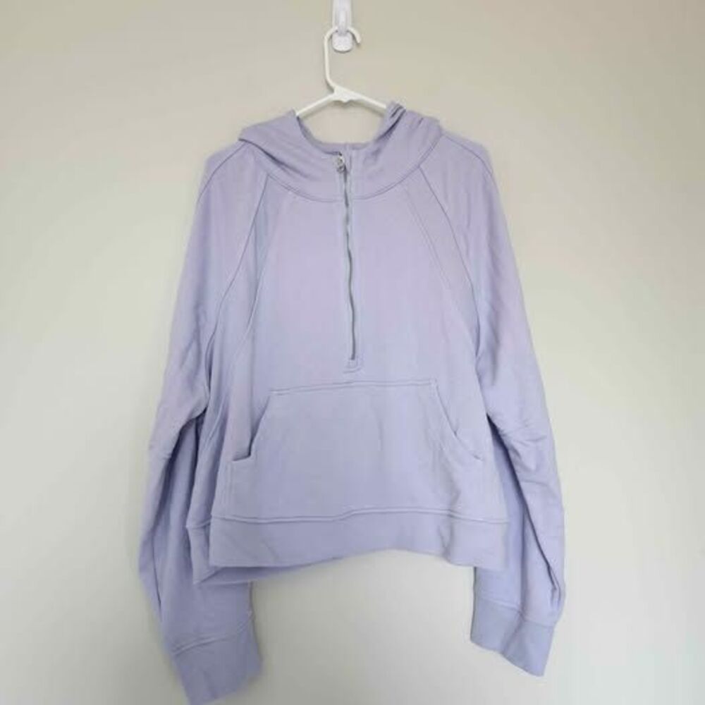 Lavender Quarter Zip Mock Neck Hooded Sweater 3XL